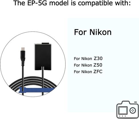 New Braided Cable Type-C USBC PD Straight EP-5G DC Coupler EN-EL25 Dummy Battery for Nikon Z30 Z50 ZFC Cameras in Kuwait