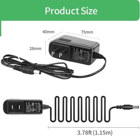 12V 1A Power Supply Adapter for Led Light AC 100-240V to DC 12V Power Cord 5.5mm x 2.1mm for CCTV Camera, Speaker, Router, Printer, Keyboard, UL Listed 3.9ft in Kuwait