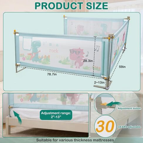 Bed Rail for Toddlers Queen Mattress Size Swing Down Side Guard for Kids | Bed Rail for Toddlers Twin Full Queen Cal king Mattress Size Swing Down Rail Guard Side Rail for Kids in Kuwait