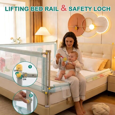 Bed Rail for Toddlers Queen Mattress Size Swing Down Side Guard for Kids | Bed Rail for Toddlers Twin Full Queen Cal king Mattress Size Swing Down Rail Guard Side Rail for Kids in Kuwait