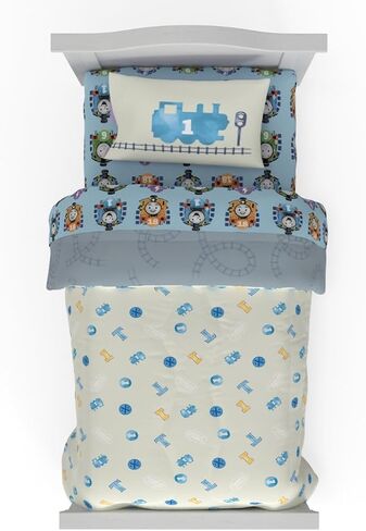 Thomas & Friends 4 Piece Toddler Bed Set – Super Soft & Cozy Reversible Microfiber Comforter and Sheets (Officially Licensed Product) By Franco in Kuwait