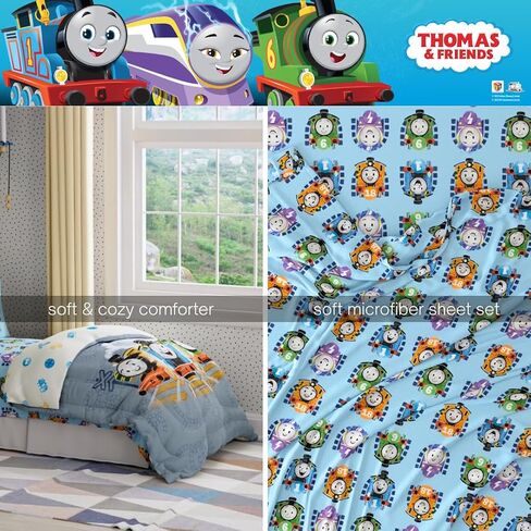 Thomas & Friends 4 Piece Toddler Bed Set – Super Soft & Cozy Reversible Microfiber Comforter and Sheets (Officially Licensed Product) By Franco in Kuwait