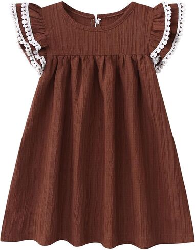 Toddler Girl Dress Kids Sleeveless Ruffle Dresses Girls Beach Casual Sundress in Kuwait