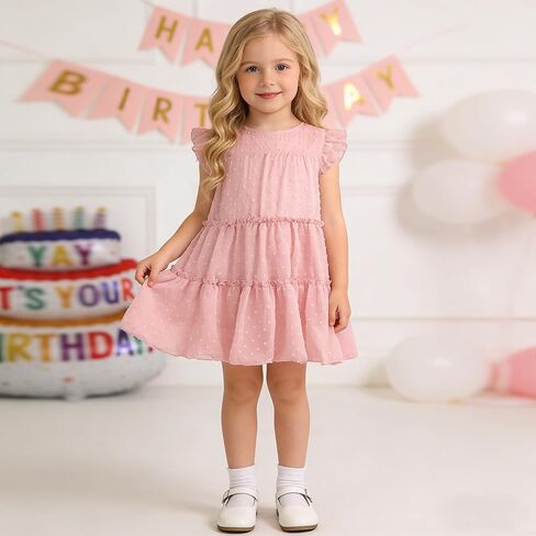 AGQT Toddler Girls Summer Dress Cute Beach Sundress for 1-6T | Flutter Sleeve, Loose Fit, Chiffon, Ruffle Tiered Swing Dresses for Casual, Wedding, Birthday, Easter, Party, Holiday in Kuwait