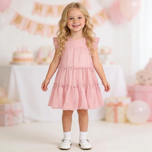 AGQT Toddler Girls Summer Dress Cute Beach Sundress for 1-6T | Flutter Sleeve, Loose Fit, Chiffon, Ruffle Tiered Swing Dresses for Casual, Wedding, Birthday, Easter, Party, Holiday in Kuwait