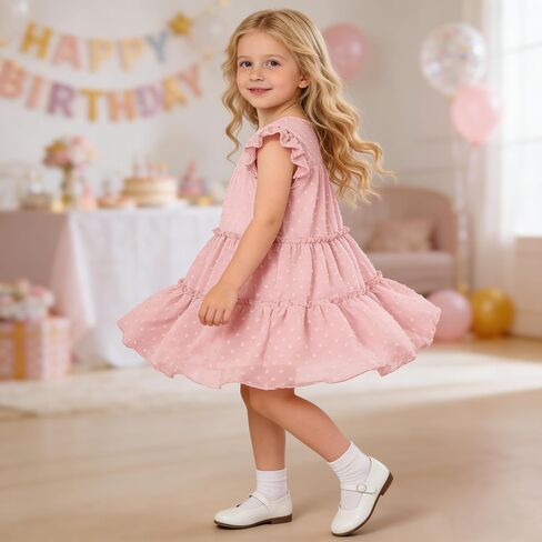 AGQT Toddler Girls Summer Dress Cute Beach Sundress for 1-6T | Flutter Sleeve, Loose Fit, Chiffon, Ruffle Tiered Swing Dresses for Casual, Wedding, Birthday, Easter, Party, Holiday in Kuwait