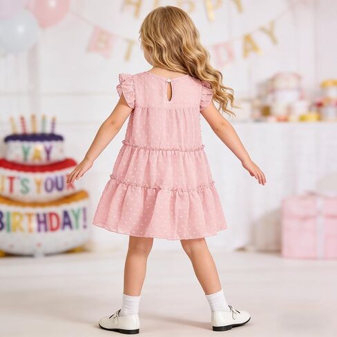 AGQT Toddler Girls Summer Dress Cute Beach Sundress for 1-6T | Flutter Sleeve, Loose Fit, Chiffon, Ruffle Tiered Swing Dresses for Casual, Wedding, Birthday, Easter, Party, Holiday in Kuwait