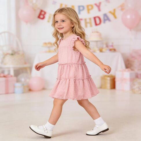 AGQT Toddler Girls Summer Dress Cute Beach Sundress for 1-6T | Flutter Sleeve, Loose Fit, Chiffon, Ruffle Tiered Swing Dresses for Casual, Wedding, Birthday, Easter, Party, Holiday in Kuwait