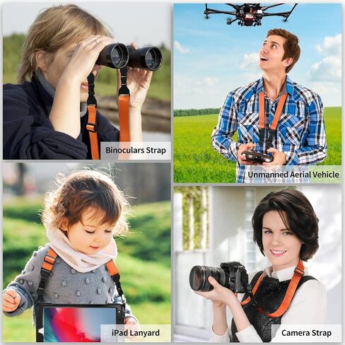 FIEIL Adjustable Shoulder Strap, Nylon Camera Strap, Comfortable Neck Strap for iPad, Cellphone Tablet, Camera, Laptop, Binocular, Luggage Bag (Orange Universal Lanyard) in Kuwait