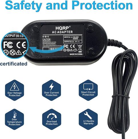 HQRP Replacement AC Adapter/Charger Compatible with JVC GR-AXM17U / GRAXM17U Camcorder with USA Cord & Euro Plug Adapter in Kuwait