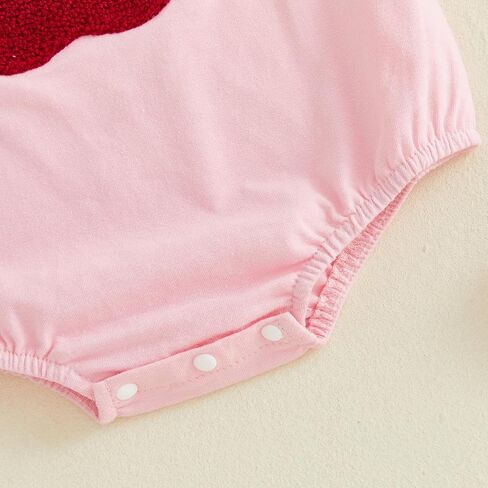 Baby Girl Back to School Bubble Romper Apple Short Sleeve Bodysuit | Cute Baby Girl Romper with Apple Embroidery and Short Sleeves, Perfect for Preschool, Kindergarten, and Picture Day in Kuwait