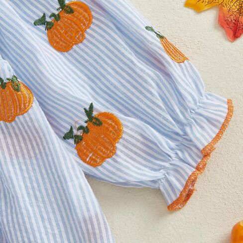 Gaono Hallowween Smocked Baby Girl Clothes Bubble Romper Long Sleeve Pumpkin Vintage Doll Bodysuit Jumpsuit Fall Outfit in Kuwait