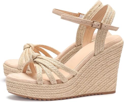 VICKI·VICKI Wedges for Women Platform Sandals Wedge Heels for Sandals Comfortable Summer Espadrille Shoes Ankle Strap&Open Toe in Kuwait