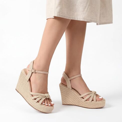 VICKI·VICKI Wedges for Women Platform Sandals Wedge Heels for Sandals Comfortable Summer Espadrille Shoes Ankle Strap&Open Toe in Kuwait