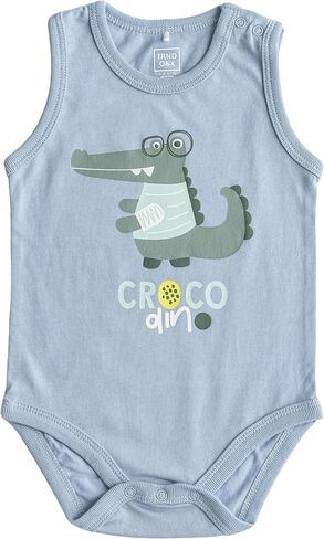 TRND O&X Baby Boy 3-Piece Summer Outfit, 100% Cotton Romper, Sleeveless Bodysuit & Shorts, Breathable Casual Playwear in Kuwait