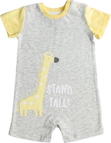 TRND O&X Baby Boy 2-Pack Cotton Rompers, Short Sleeve Summer Outfits with Giraffe & Dino Prints in Kuwait