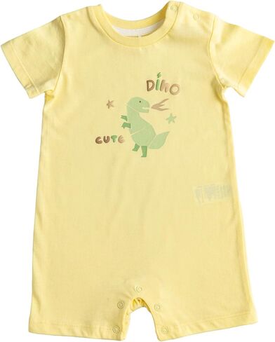 TRND O&X Baby Boy 2-Pack Cotton Rompers, Short Sleeve Summer Outfits with Giraffe & Dino Prints in Kuwait