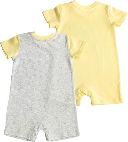TRND O&X Baby Boy 2-Pack Cotton Rompers, Short Sleeve Summer Outfits with Giraffe & Dino Prints in Kuwait