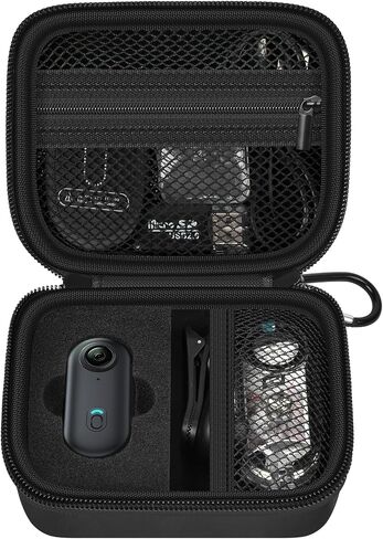 casmilee Hard Mini Body Camera Case for Thumb Action Cam, Box Only | Hard shell 5.2 x 4.25 x 2.2 in case with sponge insert, mesh pockets and carabiner for vloggers, riders and travel in Kuwait