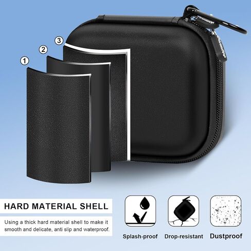casmilee Hard Mini Body Camera Case for Thumb Action Cam, Box Only | Hard shell 5.2 x 4.25 x 2.2 in case with sponge insert, mesh pockets and carabiner for vloggers, riders and travel in Kuwait