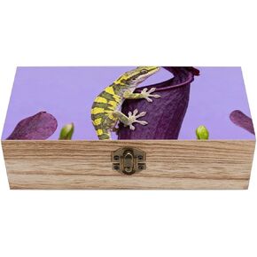 Gecko Venus Flytrap Wooden Storage Box with Hinged Lid for Photo | Wood Keepsake Box, Dustproof Storage Box, Decorative Treasure Chest, Memory Box for Crafts Coins Stamps Letters Jewelry in Kuwait