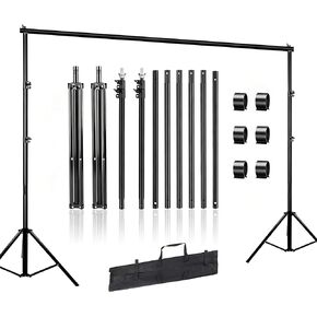 Backdrop Stand 10x7 FT, Adjustable Photography Background Stand for Parties, Photo Video Studio, Portable Photo Booth Kit with Carrying Bag, 6 Backdrop Clamps & 2 Stand Bags in Kuwait