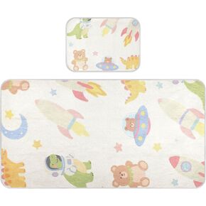 Cartoon Cute Dinosaur rocketing Cooling Baby Bed Mattress 28" x 52" Ultra Soft Crib Padding for Sides for Baby&Toddler in Kuwait