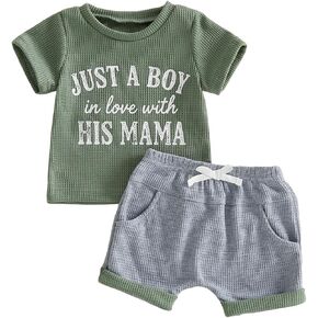Toddler Boy Clothes Baby Summer Outfits Letter Print Short Sleeve T-Shirt Tops Casual Shorts Cute Clothing Set in Kuwait