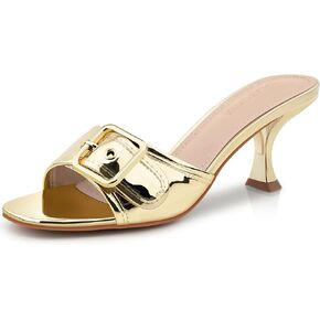 Women's Kitten Heels Sandals Square Open Toe Heeled, Low Heels Slip On Buckle Mule Sandals Womens for Summer Party Office Work in Kuwait