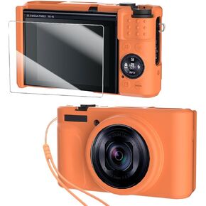 Camera Case for Canon PowerShot SX740/ SX730 Digital Camera Accessories,SX740 HS Cave, Soft Silicone Protective Case,Comes with 1 Screen Protectors and 1 Wrist Strap- (Orange) in Kuwait
