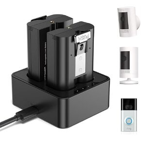 FirstPower 2 Pack Replacement Battery for Ring Doorbell, 6040mAh Rechargeable Camera Batteries with Charger Station for Ring Video Doorbell 2/3/3 Plus/4, Spotlight Cam, Stick Up Cam and Peephole Cam in Kuwait