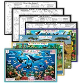 Animals & Nature Placemat 4-Pack, Ocean, Mountains, Savanna, Jungle in Saudi Arabia