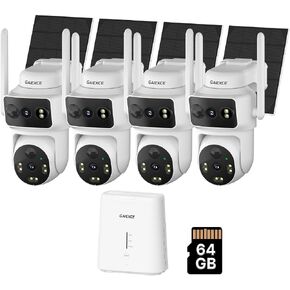 Solar Dual Lens Security Cameras Wireless Outdoor, Home Dual Lens Security Camera System, No Subscription, 2.4G & 5G WiFi 4MP Night Vision, 64G SD Local Recording Expandable to 10CH in Kuwait