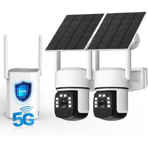 Solar Security Cameras Wireless Outdoor, 4MP Home Security System,2 Cam-Kit | Color Night Vision, 2.4G/5G WiFi, 360° Pan/Tilt, 65GB Local Storage, No Subscription, Motion Detection, Spotlight,2-Way Audio in Saudi Arabia