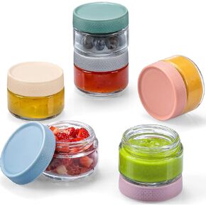 NETANY 6 Pack 4 oz Glass Baby jars with Airtight Lids, Glass Baby Food Storage Containers,Overnight Oats Containers with Lids | Microwave, Dishwasher & Freezer Safe | Includes 10 Labels in Saudi Arabia