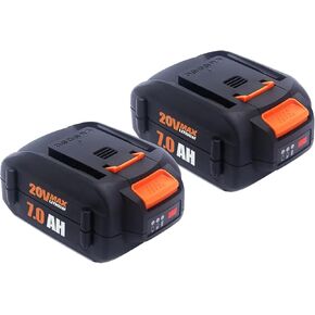 بطارية مطورة 7000 مللي أمبير في الساعة 2 حزمة 20 فولت متوافقة مع بطارية Worx 20 فولت PowerShare WA3674 WA3678 WA3669 WA3575 WA3525 WA3520 WA3577 WA3578 WG151s WG155s WG251s in Kuwait