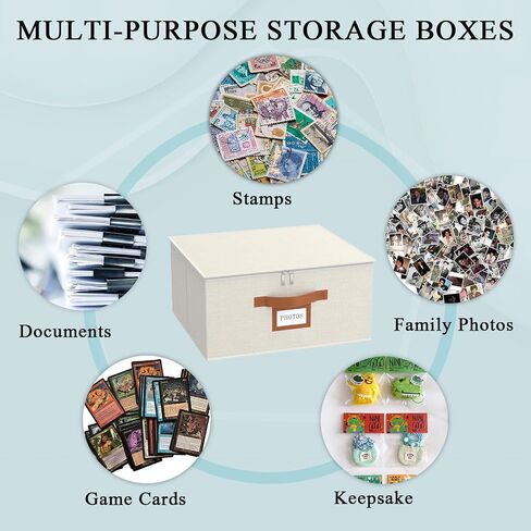 Decorative Photo Storage Box with Zipper Hold Up to 2000 4x6 Pictures,Beige | Linen Photo Box Organizer, 8 Dividers, Handle Design, Archival Memory Keepsake Boxes for Photo, Scrapbook, Cards, Stamps in Kuwait