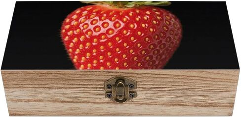 Fresh Fruits Wooden Storage Box with Hinged Lid for Photo | Wood Keepsake Box, Dustproof Storage Box, Decorative Treasure Chest, Memory Box for Crafts Coins Stamps Letters Jewelry in Kuwait
