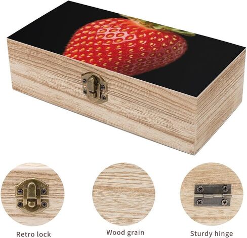 Fresh Fruits Wooden Storage Box with Hinged Lid for Photo | Wood Keepsake Box, Dustproof Storage Box, Decorative Treasure Chest, Memory Box for Crafts Coins Stamps Letters Jewelry in Kuwait