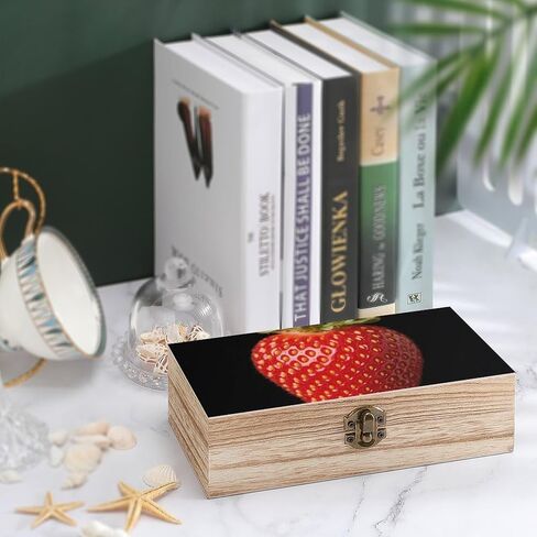 Fresh Fruits Wooden Storage Box with Hinged Lid for Photo | Wood Keepsake Box, Dustproof Storage Box, Decorative Treasure Chest, Memory Box for Crafts Coins Stamps Letters Jewelry in Kuwait