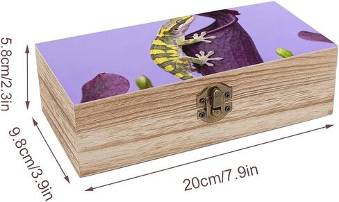Gecko Venus Flytrap Wooden Storage Box with Hinged Lid for Photo | Wood Keepsake Box, Dustproof Storage Box, Decorative Treasure Chest, Memory Box for Crafts Coins Stamps Letters Jewelry in Kuwait