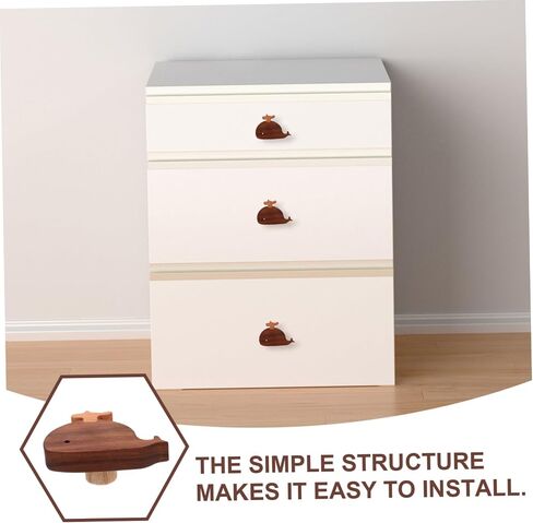 Wooden Animal Drawer Knob Cute Dresser Handle for Boy Girl Room Safe Touch Finish Easy Installation Versatile for Nursery Furniture and Cabinets Small Whale Design in Kuwait