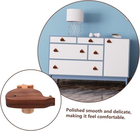 Wooden Animal Drawer Knob Cute Dresser Handle for Boy Girl Room Safe Touch Finish Easy Installation Versatile for Nursery Furniture and Cabinets Small Whale Design in Kuwait