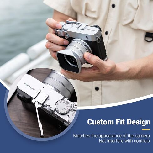 GFX100RF Foldable Thumb Up Grip Rest Holder for Fujifilm GFX100RF - Silver | GFX 100RF Thumb Grip w Built-in Cold Shoe Mount & Hot Shoe Cover Protector Thumb Rest Support,Not Affect Use of Camera Button in Kuwait