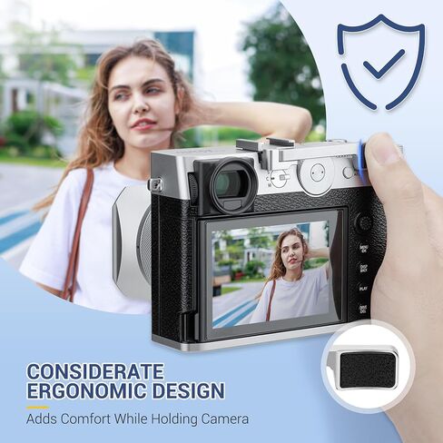 GFX100RF Foldable Thumb Up Grip Rest Holder for Fujifilm GFX100RF - Silver | GFX 100RF Thumb Grip w Built-in Cold Shoe Mount & Hot Shoe Cover Protector Thumb Rest Support,Not Affect Use of Camera Button in Kuwait