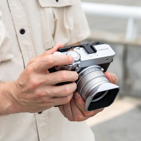 GFX100RF Foldable Thumb Up Grip Rest Holder for Fujifilm GFX100RF - Silver | GFX 100RF Thumb Grip w Built-in Cold Shoe Mount & Hot Shoe Cover Protector Thumb Rest Support,Not Affect Use of Camera Button in Kuwait