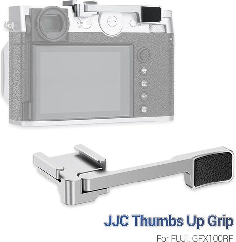 GFX100RF Foldable Thumb Up Grip Rest Holder for Fujifilm GFX100RF - Silver | GFX 100RF Thumb Grip w Built-in Cold Shoe Mount & Hot Shoe Cover Protector Thumb Rest Support,Not Affect Use of Camera Button in Kuwait