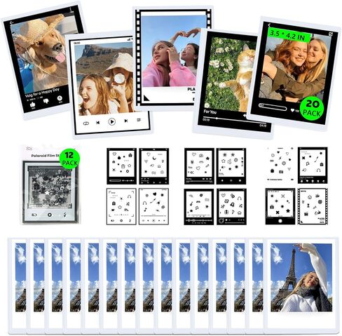 Wide Film Accessories for Fujifilm Instax Wide Instant Camera Films | Suitable for Fujifilm Instax Wide EVO/400/300/210 Instant Camera Films, with 20 Wide Magnetic Frames and 12 DIY Stickers in Kuwait