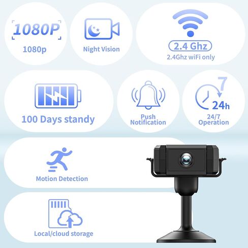 Mini Indoor Security Camera Wireless Home 2026 Upgraded Small Outdoor Cameras 1080P Micro Nanny Cam Motion Detection Wide Angle Cloud & SD Storage Night Vision No Need WiFi Camaras for House Security in Kuwait