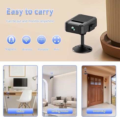 Mini Indoor Security Camera Wireless Home 2026 Upgraded Small Outdoor Cameras 1080P Micro Nanny Cam Motion Detection Wide Angle Cloud & SD Storage Night Vision No Need WiFi Camaras for House Security in Kuwait